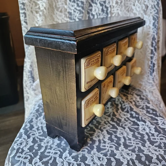 Vintage style French apothecary mini spice cabinet - Picture 12 of 16